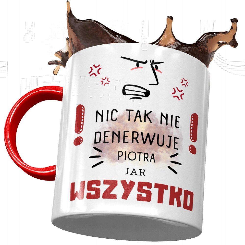 Kubek Czerwony Dla Piotra Piotrka Kolegi Prezent z Nadrukiem ze Zdjęciem+ Opakowanie na prezent (wzór 01)
