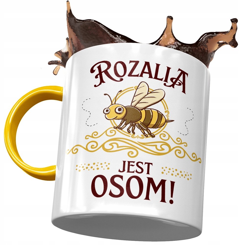 Kubek Żółty Dla Rozalii Koleżanki na Prezent z Nadrukiem ze Zdjęciem + Opakowanie na prezent (wzór 04)