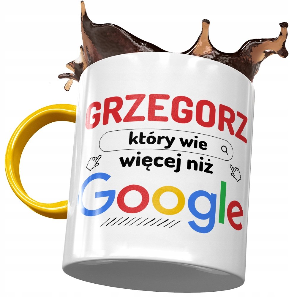 Kubek Żółty Dla Grzegorza Grześka Kolegi Prezent z Nadrukiem ze Zdjęciem + Opakowanie na prezent (wzór 04)