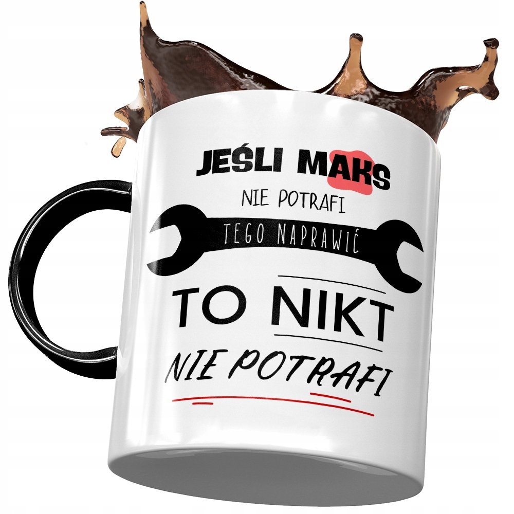 Kubek Czarny Dla Maksa Maksymiliana na Prezent z Nadrukiem ze Zdjęciem + Opakowanie na prezent (wzór 03)