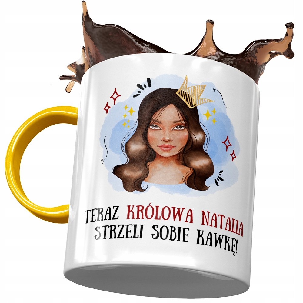 Kubek Żółty Dla Natalii Żony Przyjaciółki Prezent z Nadrukiem ze Zdjęciem + Opakowanie na prezent (wzór 04)