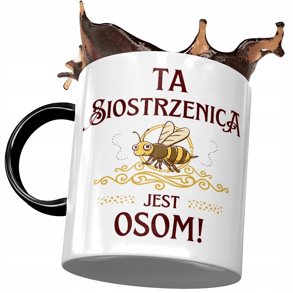 Kubek Czarny Dla Siostrzenicy na Urodziny Prezent z Nadrukiem ze Zdjęciem + Opakowanie na prezent (wzór 04)