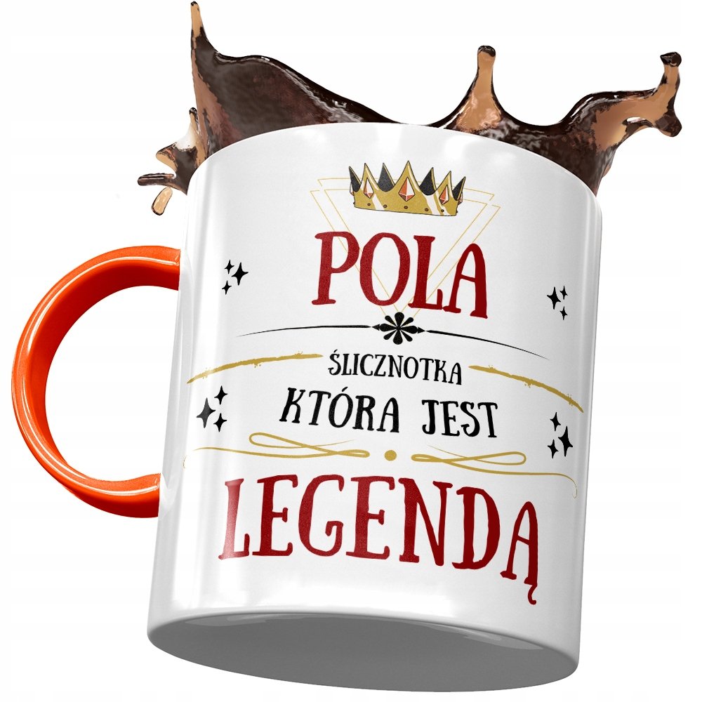 Kubek Pomarańczowy Dla Poli Koleżanki Przyjaciółki z Nadrukiem ze Zdjęciem + Opakowanie na prezent (wzór 03)