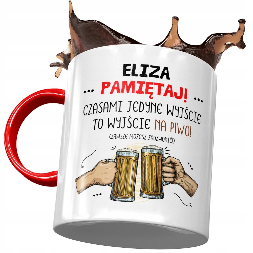 Kubek Czerwony Dla Elizy Przyjaciółki Na Prezent z Nadrukiem ze Zdjęciem + Opakowanie na prezent (wzór 03)