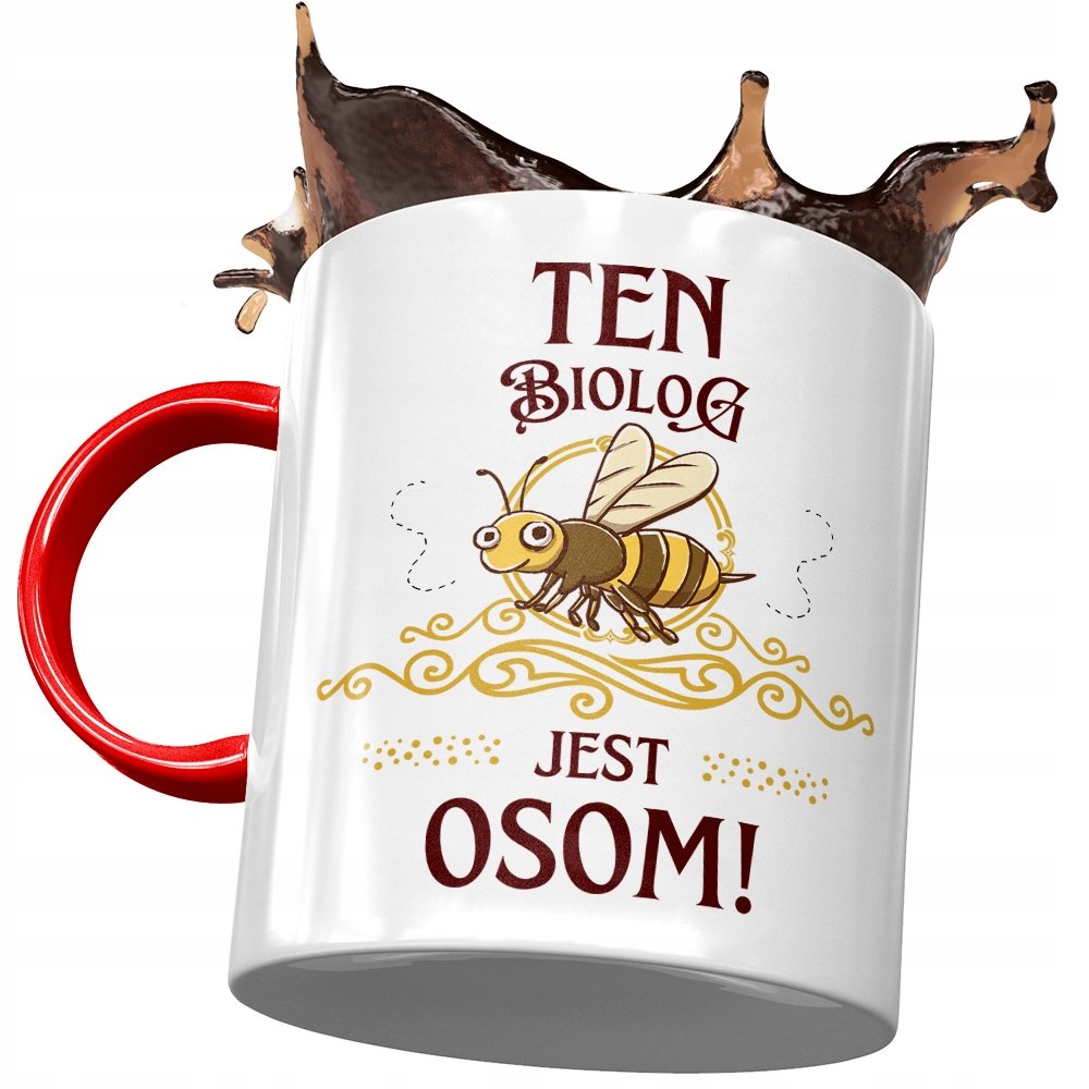 Kubek Czerwony Dla Biologa Ten Biolog Jest Osom z Nadrukiem ze Zdjęciem + Opakowanie na prezent (wzór 04)