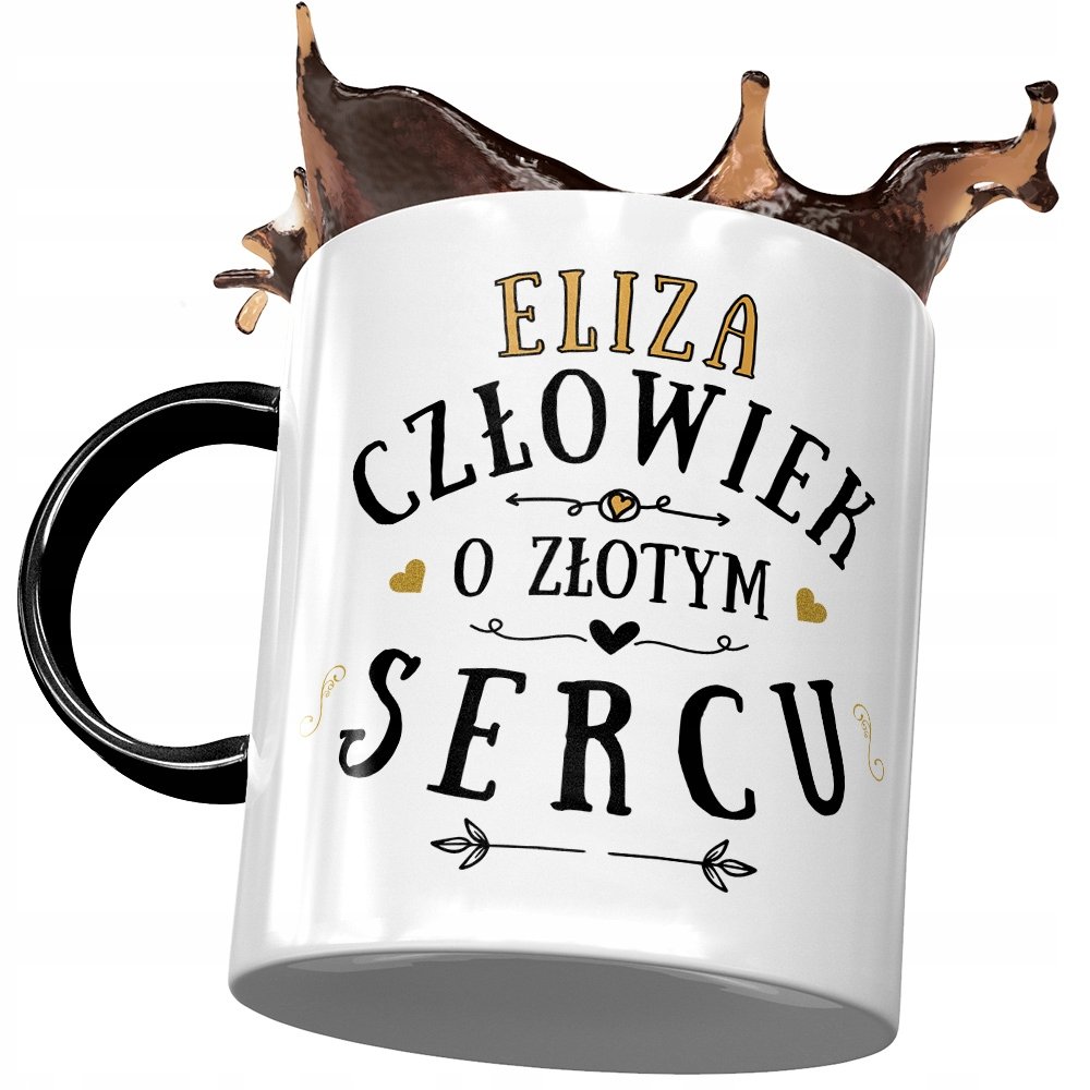 Kubek Czarny Dla Elizy Przyjaciółki Na Prezent z Nadrukiem ze Zdjęciem + Opakowanie na prezent (wzór 04)