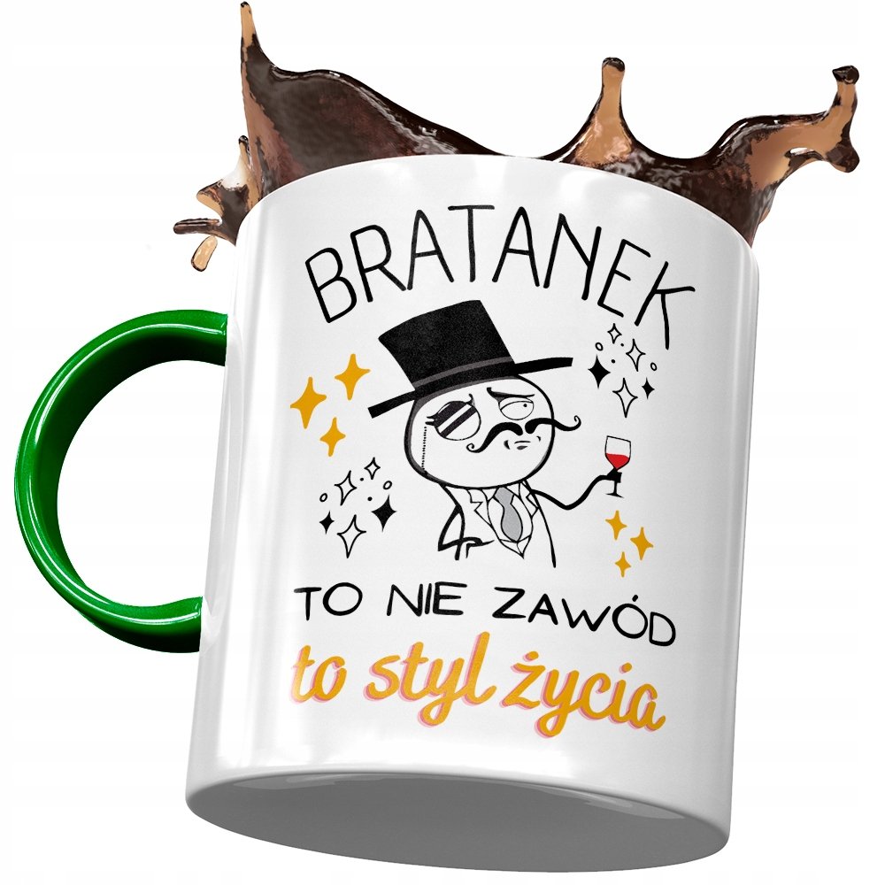 Kubek Zielony Dla Bratanka Syna Brata Prezent z Nadrukiem ze Zdjęciem+ Opakowanie na prezent (wzór 01)