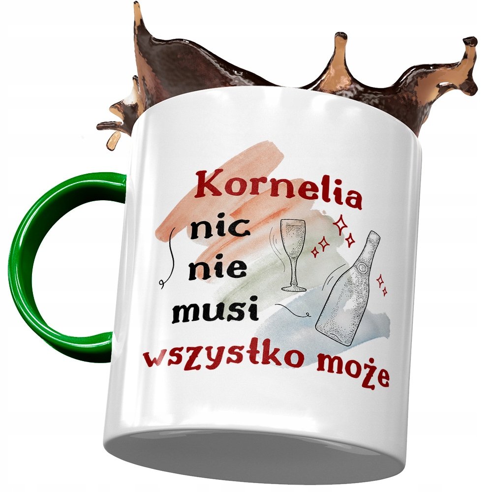 Kubek Zielony Dla Kornelii Przyjaciółki Na Prezent z Nadrukiem ze Zdjęciem + Opakowanie na prezent (wzór 04)