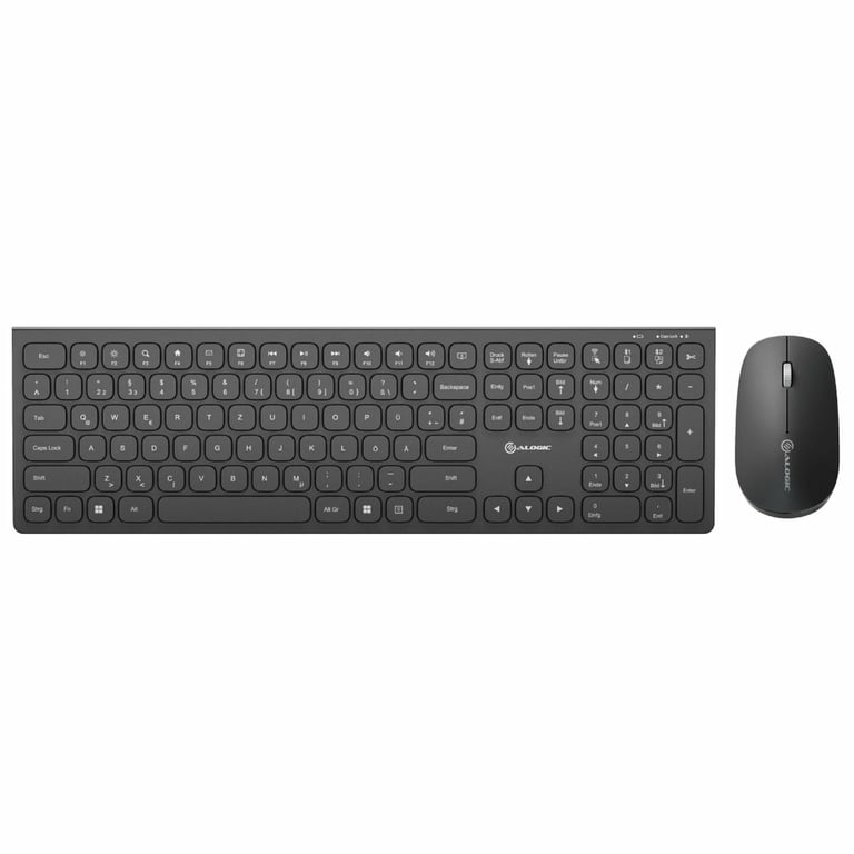 ALOGIC ASKBT3WC-DE klawiatura Dołączona myszka Dom/Biuro RF Wireless + Bluetooth QWERTZ Niemiecki Czarny ASKBT3WC-DE
