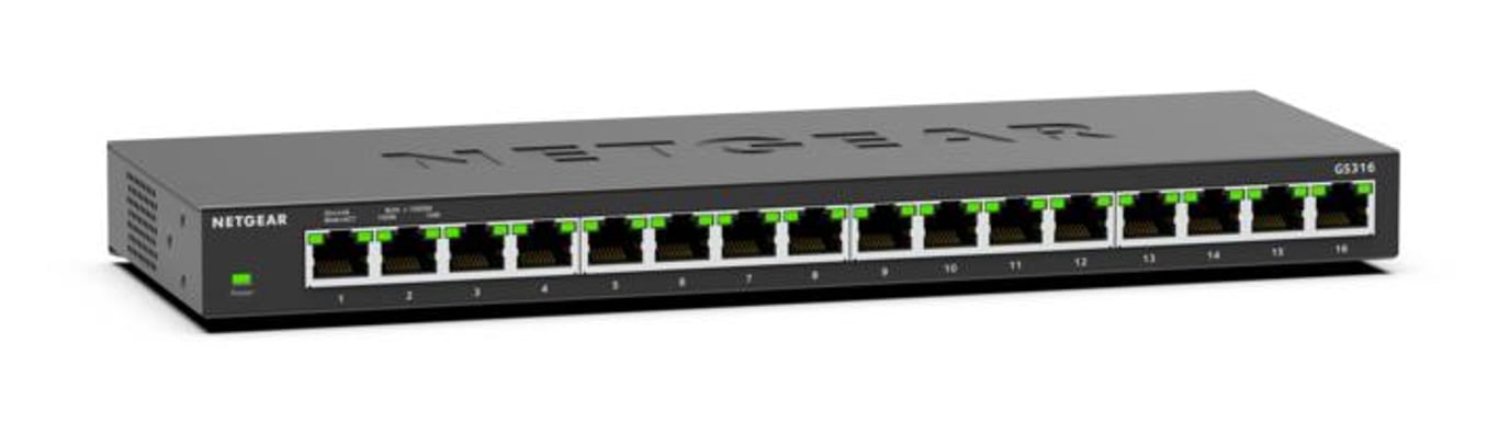 NETGEAR GS316 Nie zarządzany L2 Gigabit Ethernet (10/100/1000) Czarny GS316-300EUS