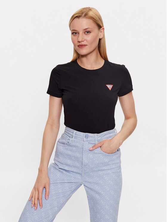 Guess T-Shirt W2YI44 J1314 Czarny Slim Fit