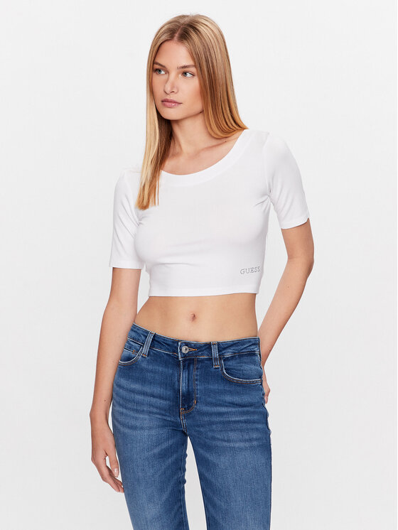 Guess Bluzka W3GI28 K68D2 Biały Boxy Fit