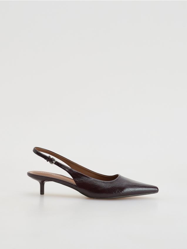 Reserved - Czółenka z odkrytą piętą - bordowy