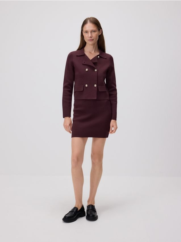 Reserved - Kardigan z ozdobnymi guzikami - ciemnofioletowy