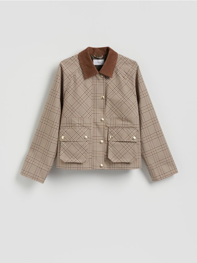 Reserved - Kurtka ze sztruksowym kołnierzykiem - wielobarwny