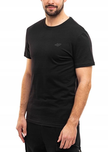 Koszulka Męska Sportowa Czarna 4F T-Shirt Bluzka Krótki Rękaw Bawełna r. S