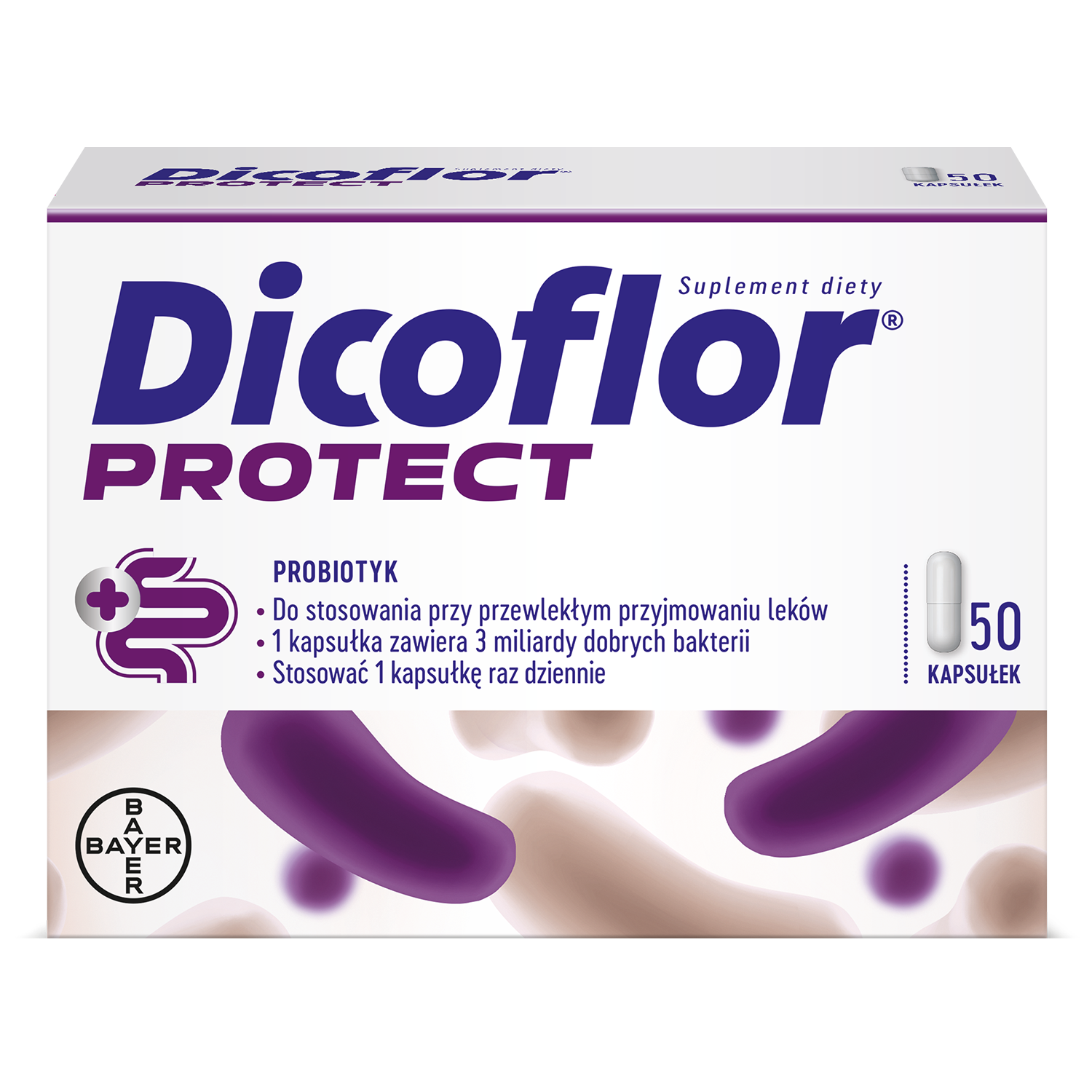 Dicoflor Protect (dawniej Dicoflor 3), dla dzieci od 3 lat i dorosłych, 50 kapsułek