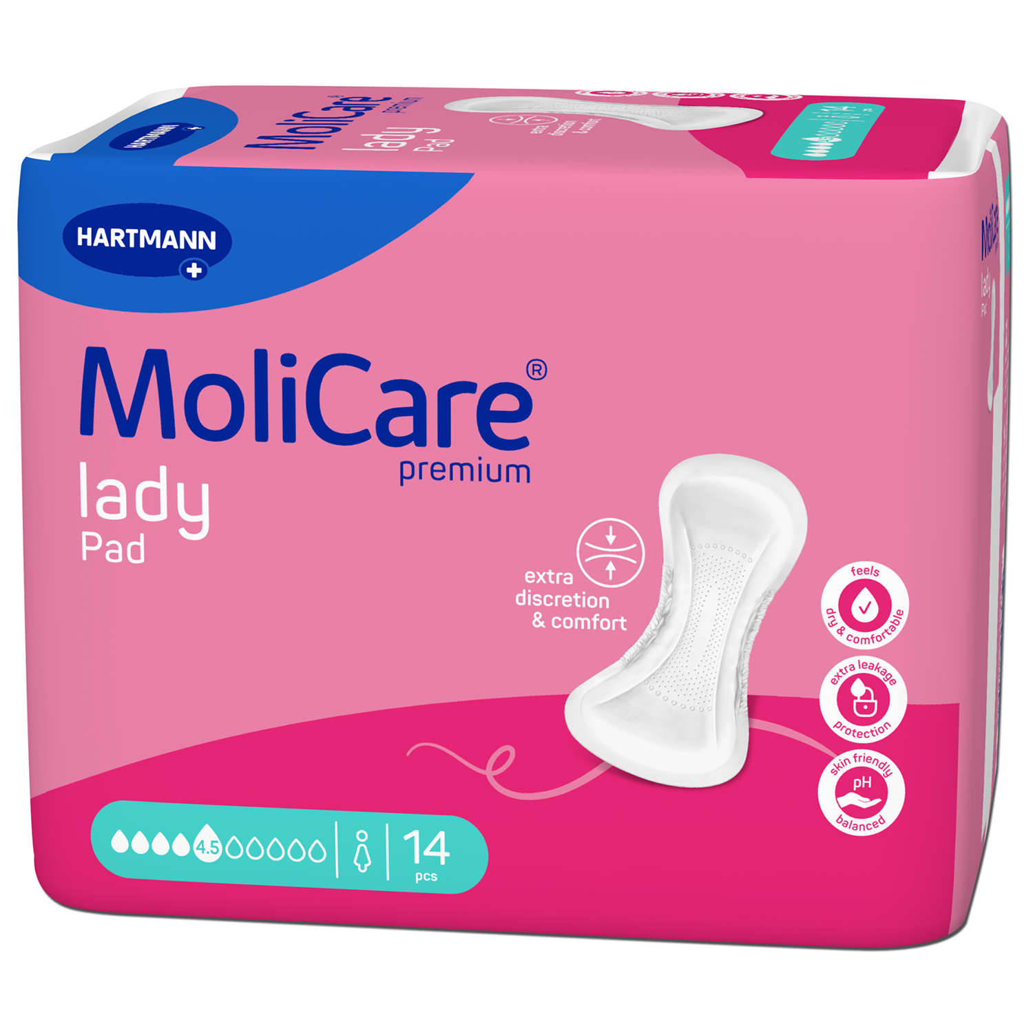 MoliCare Premium Lady Pad, anatomiczne wkłady chłonne, 4,5 kropli, 14 sztuk
