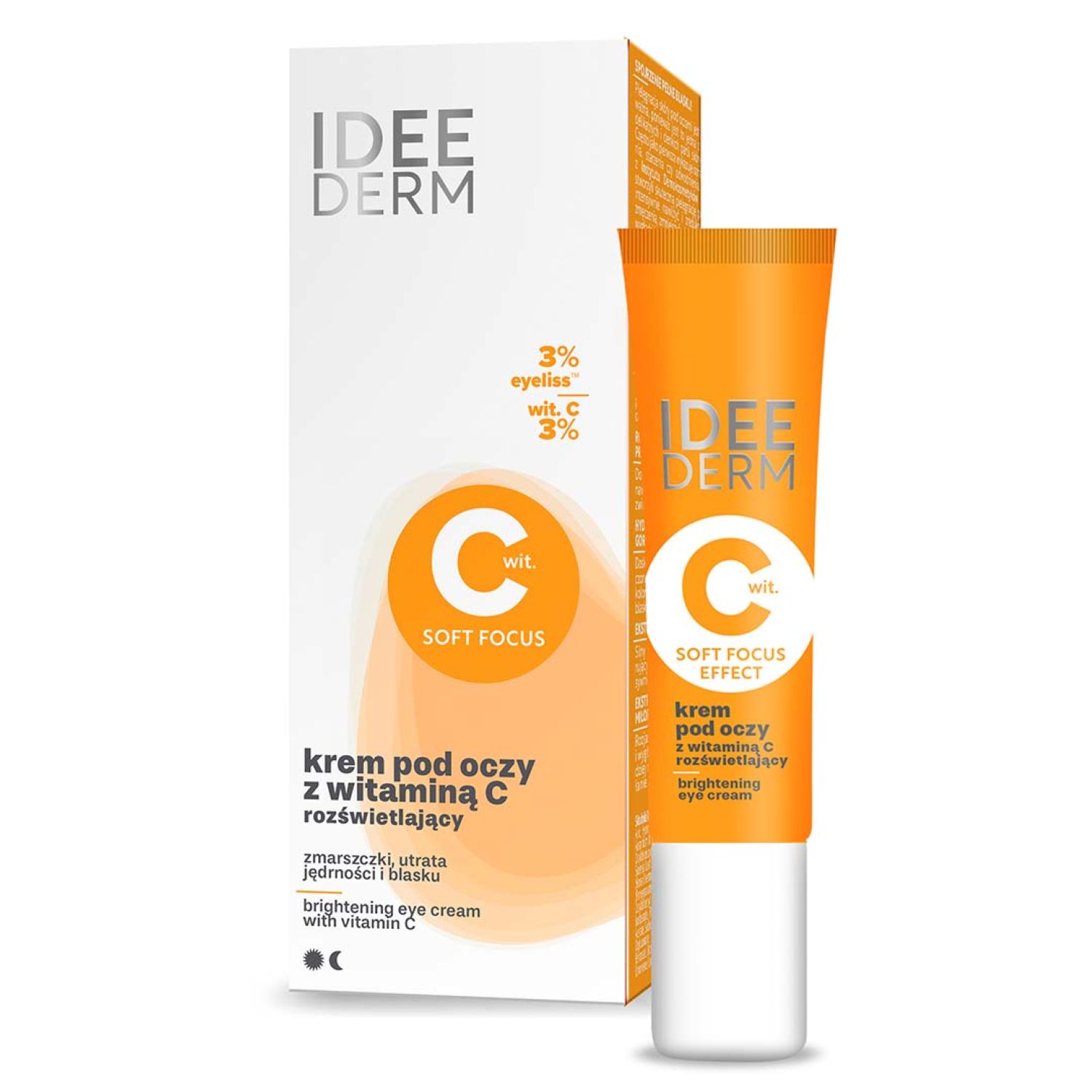 Idee Derm, rozświetlający krem pod oczy z witaminą C, 15 ml