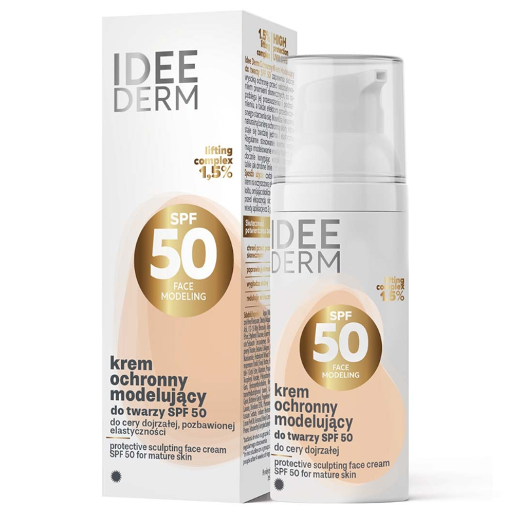 Idee Derm, modelujący krem ochronny do twarzy, SPF 50, 50 ml