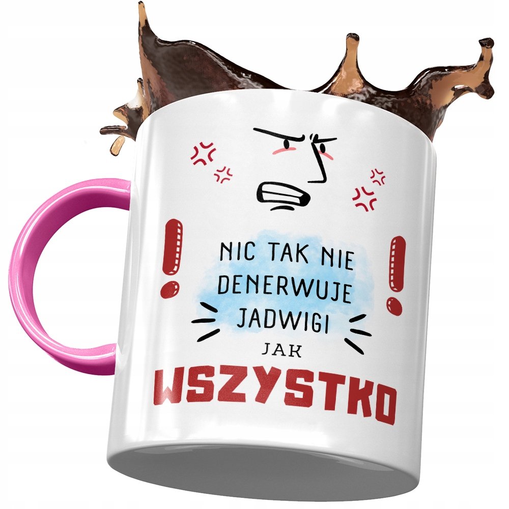 Kubek Różowy Dla Jadwigi Koleżanki Żony na Prezent z Nadrukiem ze Zdjęciem + Opakowanie na prezent (wzór 03)