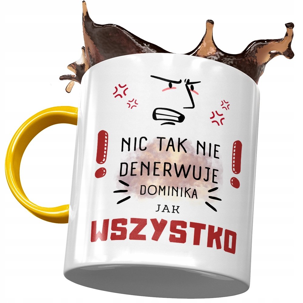 Kubek Żółty Dla Dominika Kolegi Męża na Prezent z Nadrukiem ze Zdjęciem + Opakowanie na prezent (wzór 03)