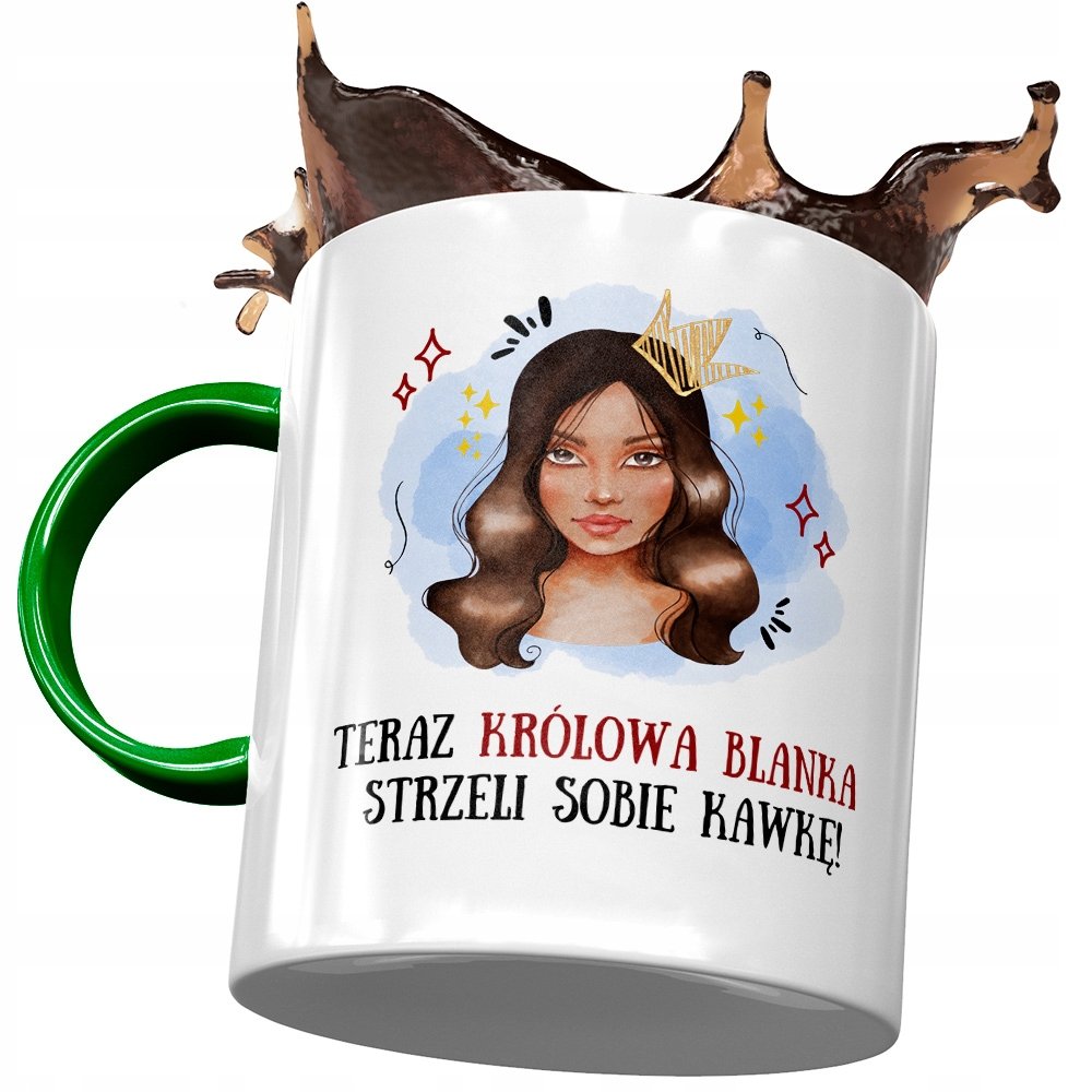 Kubek Zielony Dla Blanki Przyjaciółki Na Prezent z Nadrukiem ze Zdjęciem + Opakowanie na prezent (wzór 03)