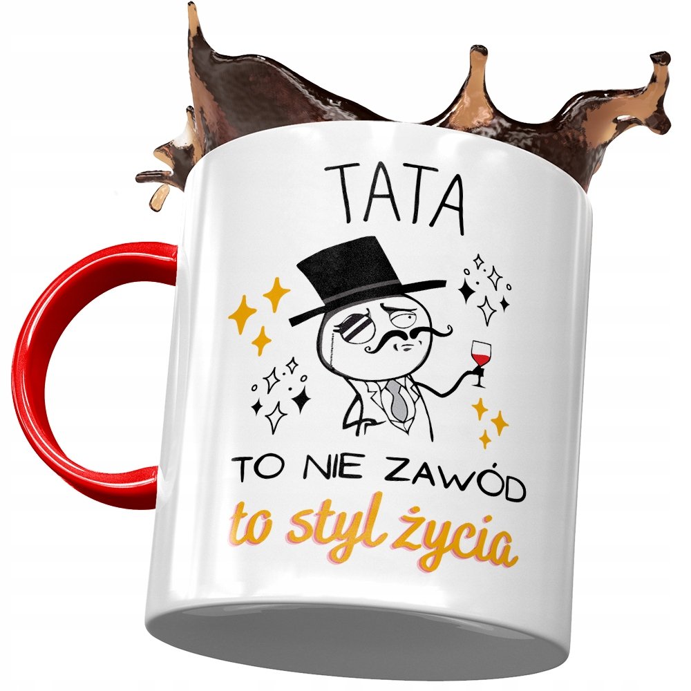 Kubek Czerwony Dla Taty Ojca na Dzień Taty Prezent z Nadrukiem ze Zdjęciem + Opakowanie na prezent (wzór 03)