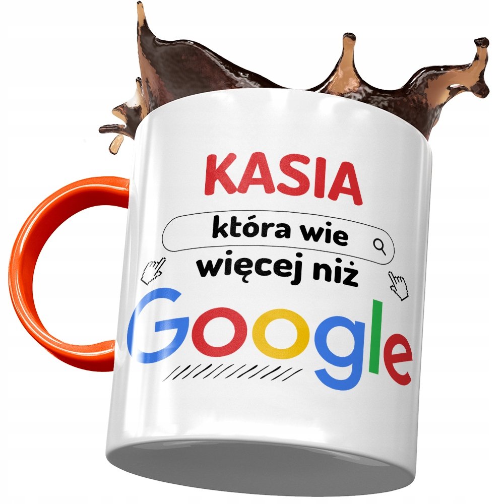 Kubek Pomarańczowy Dla Kasi Katarzyny Żony Prezent z Nadrukiem ze Zdjęciem + Opakowanie na prezent (wzór 03)
