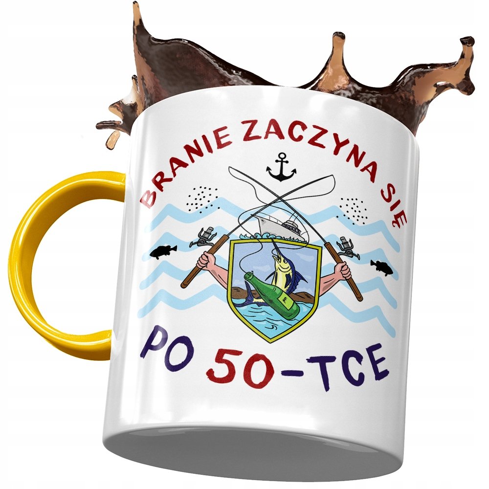 Kubek Żółty na Urodziny 50 50te 50-te na Prezent z Nadrukiem ze Zdjęciem + Opakowanie na prezent (wzór 03)
