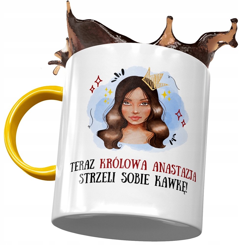 Kubek Żółty Dla Anastazji Przyjaciółki Na Prezent z Nadrukiem ze Zdjęciem + Opakowanie na prezent (wzór 04)