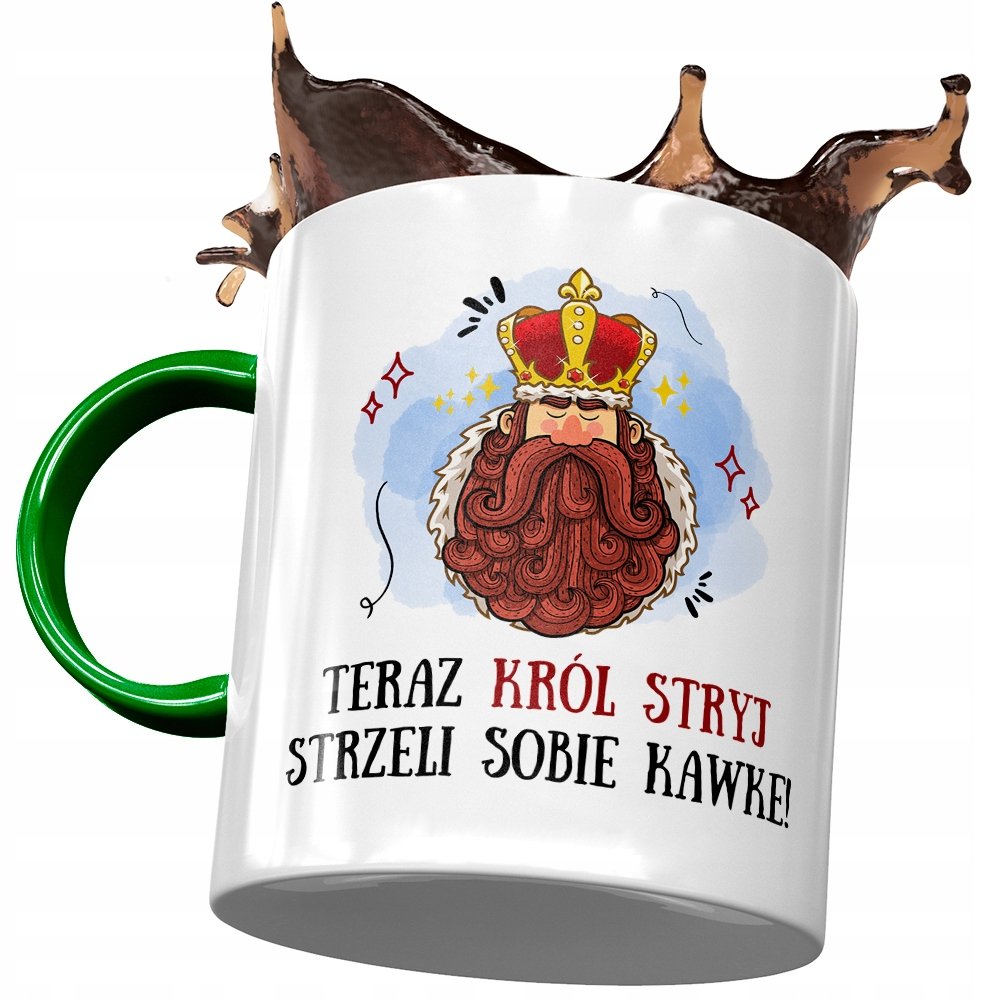 Kubek Zielony Dla Stryja na Urodziny na Prezent z Nadrukiem ze Zdjęciem + Opakowanie na prezent (wzór 03)