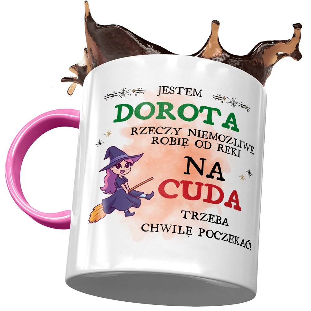 Kubek Różowy Dla Doroty Żony Koleżanki na Prezent z Nadrukiem ze Zdjęciem + Opakowanie na prezent (wzór 03)