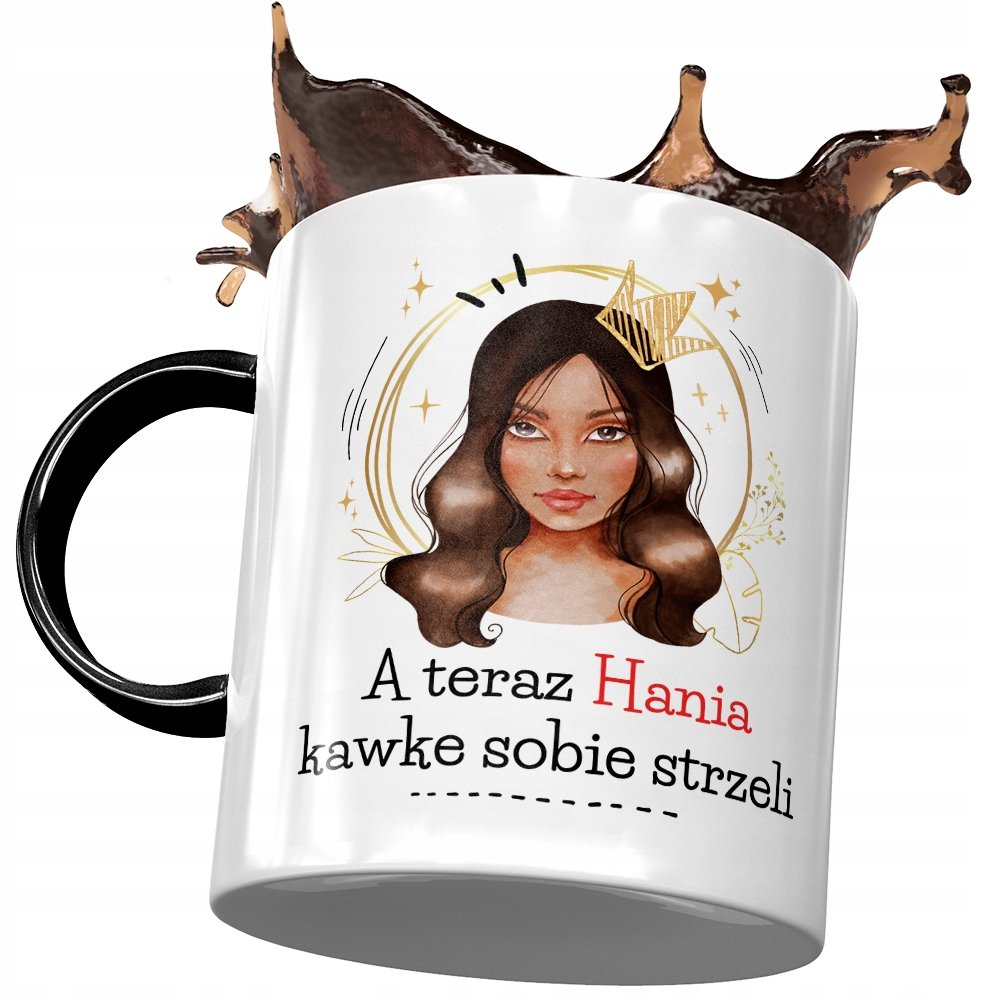 Kubek Czarny dla Hani Hanny Koleżanki z Nadrukiem ze Zdjęciem + Opakowanie na prezent (wzór 02)