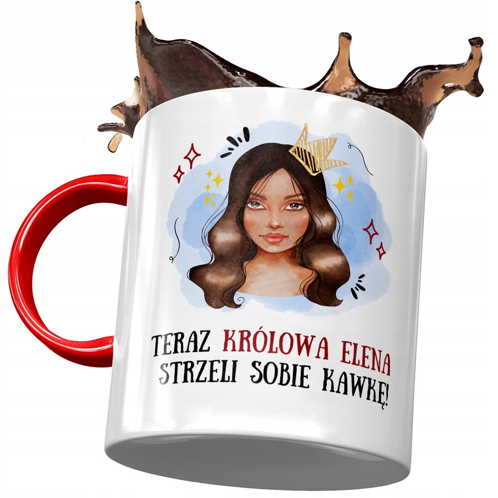 Kubek Czerwony Dla Eleny Koleżanki Żony na Prezent z Nadrukiem ze Zdjęciem + Opakowanie na prezent (wzór 04)