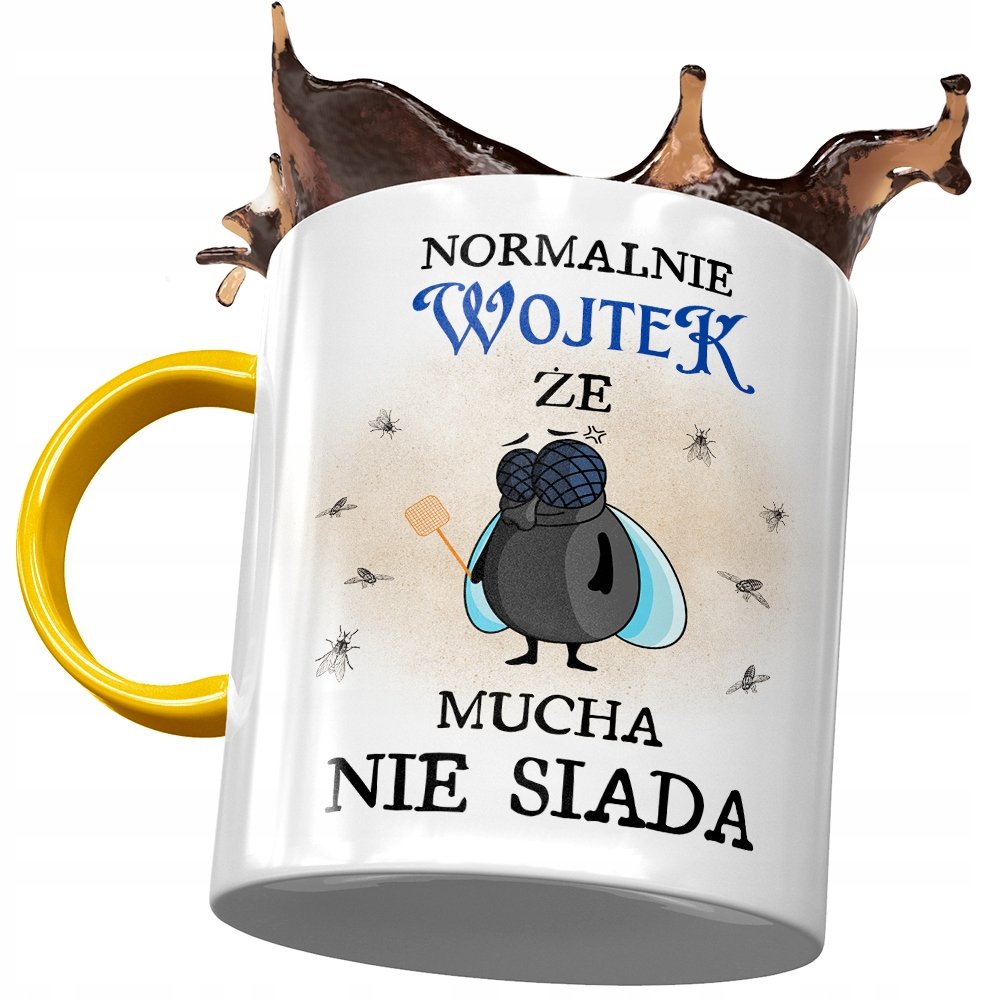 Kubek Żółty dla Wojciecha Wojtka Kolegi na Prezent z Nadrukiem ze Zdjęciem + Opakowanie na prezent (wzór 04)