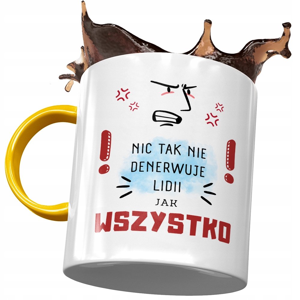 Kubek Żółty Dla Lidii Żony Koleżanki na Prezent z Nadrukiem ze Zdjęciem + Opakowanie na prezent (wzór 04)