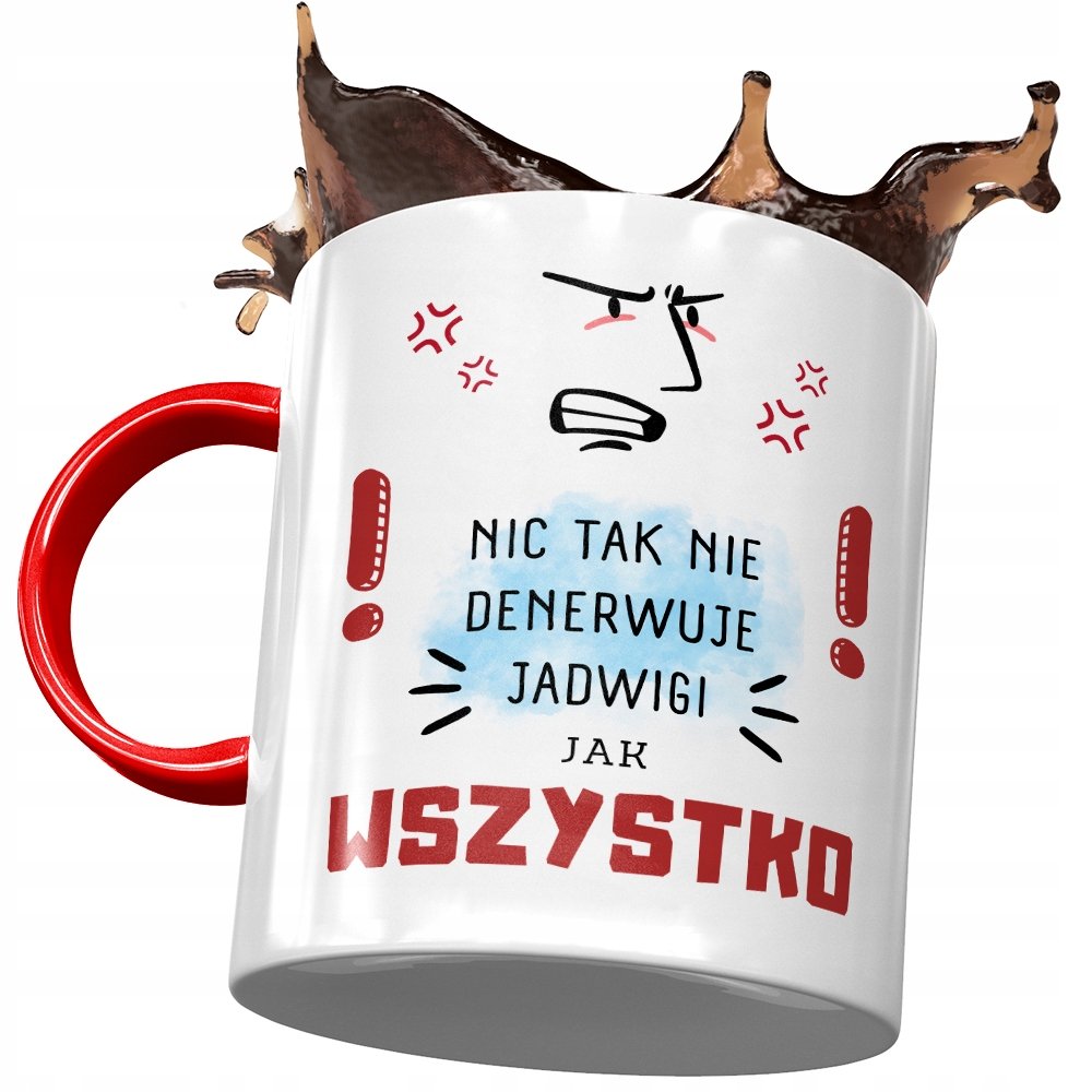 Kubek Czerwony Dla Jadwigi Koleżanki Żony Prezent z Nadrukiem ze Zdjęciem + Opakowanie na prezent (wzór 04)