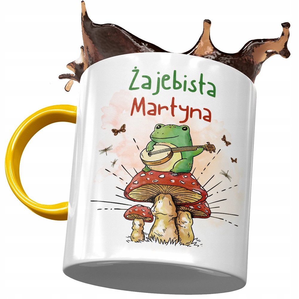 Kubek Żółty Dla Martyny Żony Koleżanki Prezent z Nadrukiem ze Zdjęciem + Opakowanie na prezent (wzór 04)
