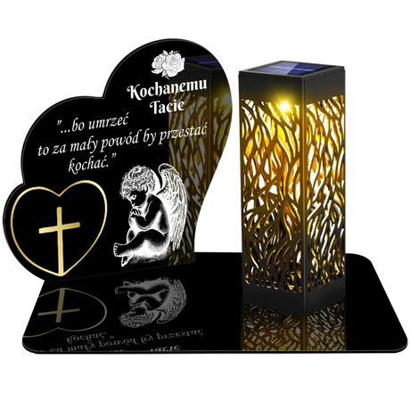 ZNICZ SOLARNY LED WIECZNY PODSTAWKA NA CMENTARZ GRÓB lampka Serce 3D DLA TATY