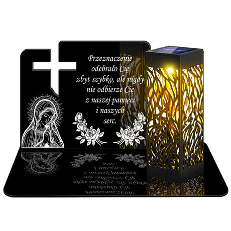 ZNICZ SOLARNY LED WIECZNY PODSTAWKA NA CMENTARZ GRÓB lampka Krzyż 3D