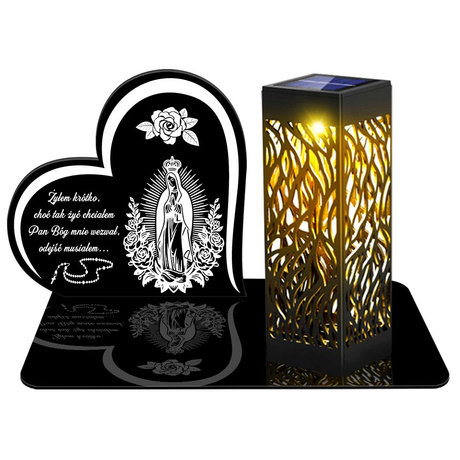 ZNICZ SOLARNY LED WIECZNY PODSTAWKA NA CMENTARZ GRÓB lampka Serce 3D