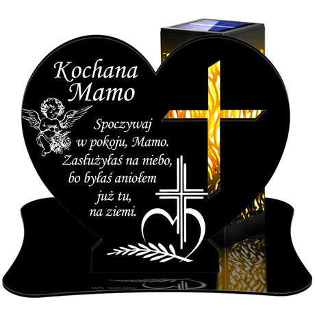 ZNICZ SOLARNY LED WIECZNY PODSTAWKA NA CMENTARZ GRÓB lampka Serce 3D DLA MAMY