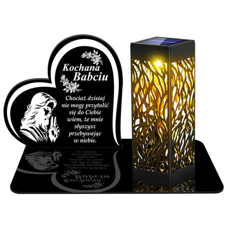 ZNICZ SOLARNY LED WIECZNY PODSTAWKA NA CMENTARZ GRÓB lampka Serce 3D DLA BABCI