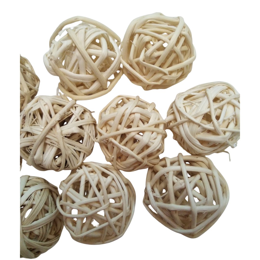 [59088] Kula Rattanowa Naturalna Wybielona 3Cm 10Szt