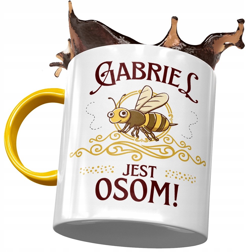 Kubek Żółty Dla Gabriela Gabrysia Męża Prezent z Nadrukiem ze Zdjęciem + Opakowanie na prezent (wzór 04)