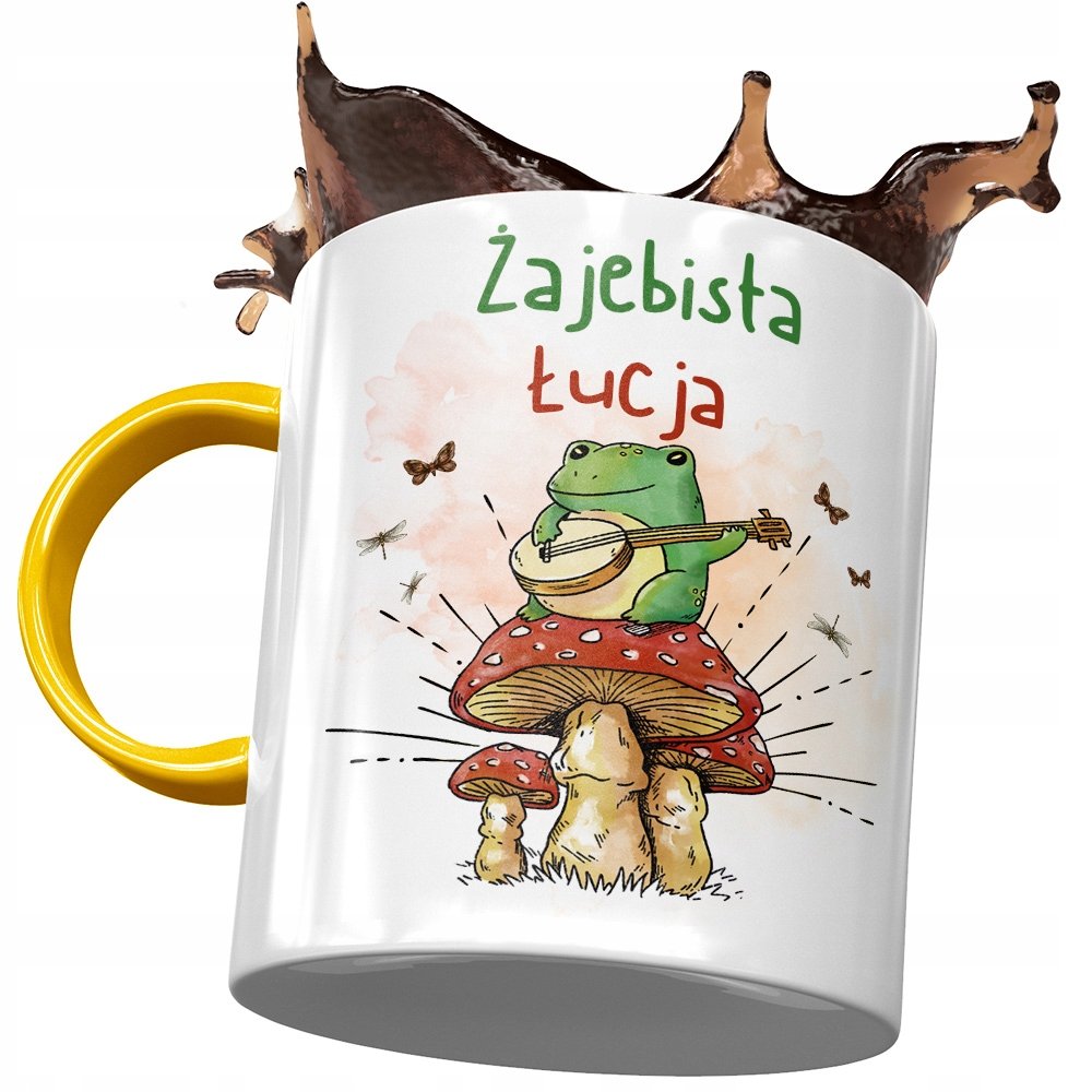 Kubek Żółty Dla Łucji Przyjaciółki Na Prezent z Nadrukiem ze Zdjęciem + Opakowanie na prezent (wzór 03)