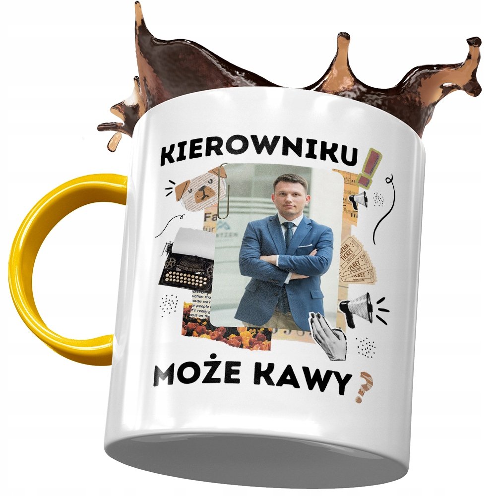 Kubek Żółty Sławomir Mentzen XD Na Prezent z Nadrukiem ze Zdjęciem + Opakowanie na prezent (wzór 04)