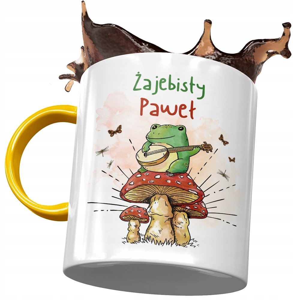 Kubek Żółty Dla Pawła Kolegi Męża na Prezent z Nadrukiem ze Zdjęciem + Opakowanie na prezent (wzór 04)