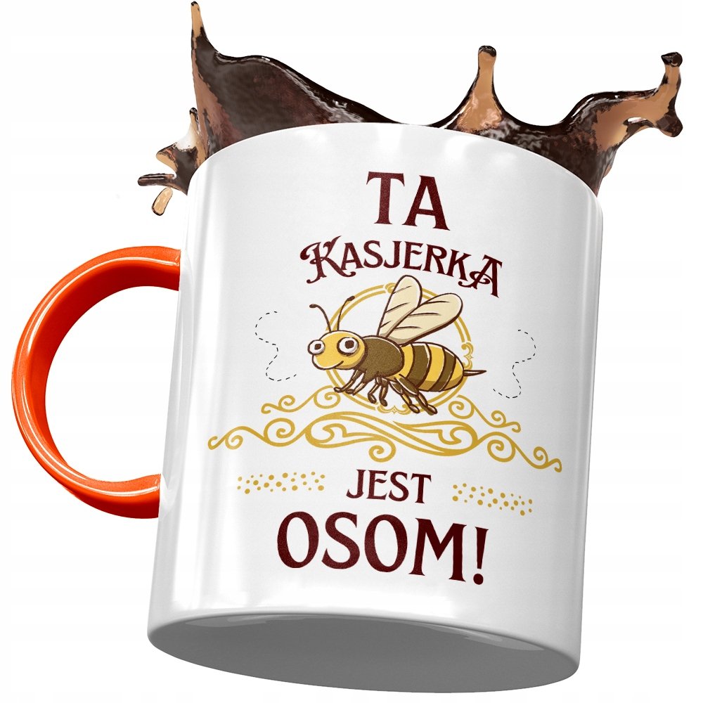 Kubek Pomarańczowy dla Kasjerki Jest Osom! Prezent z Nadrukiem ze Zdjęciem + Opakowanie na prezent (wzór 04)